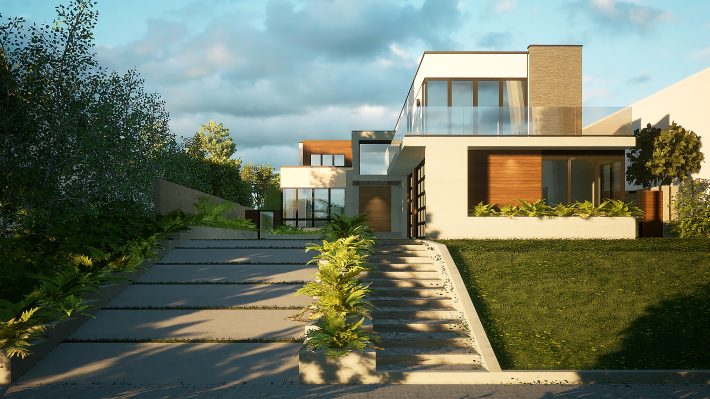 Sunset Canyon Front View Street Mockup